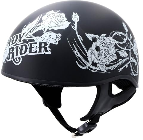 Hot Leathers Advanced DOT Half Helmet Skull Cap - Lightweight Composite Shell Beanie - Open Face Vent