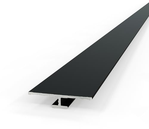 AUPROTEC Aluminium Transition Profile Black 200 cm Aluminium Back Panel Connection Profile for 3 mm Shower Back Walls Wall Cladding Profile Strips for Kitchen Back Wall