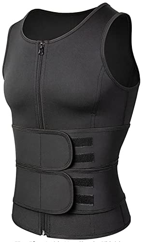 XUEBIN Chaleco Sauna Hombre Fajas Reductoras Adelgazantes Hombres Compresion De Neopreno Chaleco para Adelgazante Sudoración con Cremallera para Deporte Fitness Traje Sauna(L)