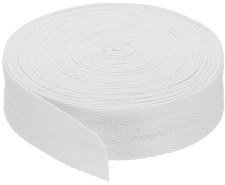 PATIKIL 1/2.5cm Cotton Twill Tape 10 Yards Cotton Ribbon Bias Binding Tape Herringbone Webbing Trim for Sewing Gift Wrapping Craft DIY White