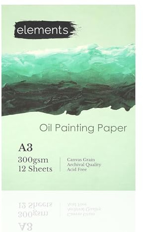 Elements A3 Oil Paint Sketchbook – Canvas Grain Textured Paper, Archival Quality No Acid Pages, Durable Hardcover Sketchbook Designed for Oil and Acrylic Techniques, White Paper, 12 Sheets, A3