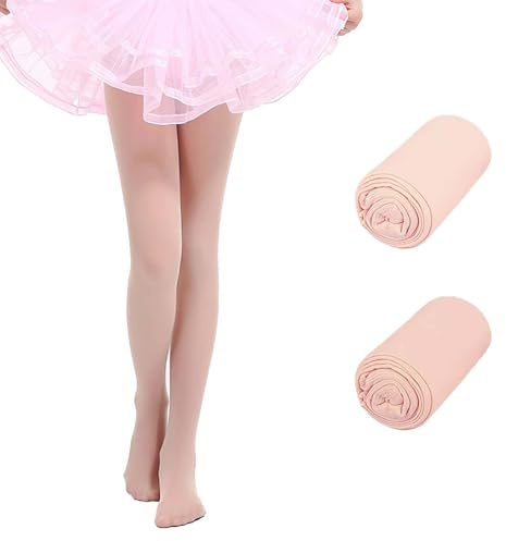 XIYEZDM Girls Tights Ballet Dance Tight Kids Student Footed School Uniform Training Tights Ultra Stretchy Soft Pantyhose Schoolwear Age 4-13(Flesh 2PCS, 4-6 Years)