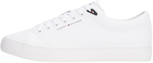Tommy Hilfiger Uomo Sneakers Vulcanizzate Core Low in Pelle, Bianco (White), 44