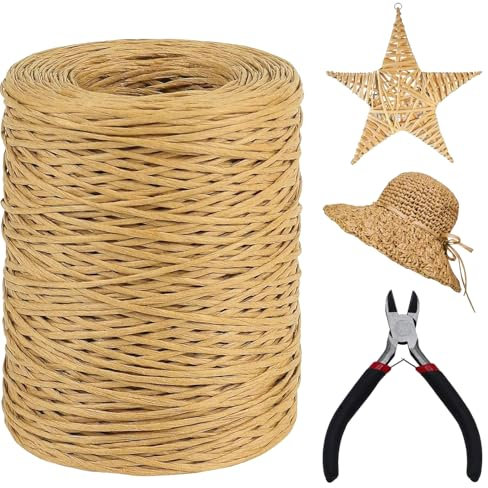 XHYASD 200 M Papierdraht Natur zum Eisendraht, 2 mm Basteln Papierkordel mit Drahtschneider, Papier Eisendraht für Floristik Hochzeitsstrauß Verpackung Blumengesteck (Hellbraun)