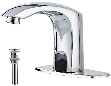 Faucet Rubinetto Automatico per lavabo con sensore a infrarossi, Rubinetto Senza Tocco, Rubinetto per lavabo, Vasca da Bagno cromata, rubinetti per lavabo, Maniglia Singola Commerciale, Miscelatore