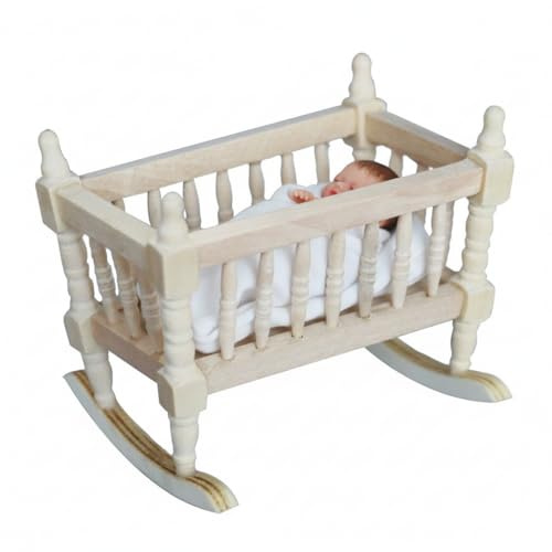 JOINPAYA 1pc Miniature Cradle Dollhouse Accessory Scale Room Furniture for Boys and Girls Play Realistic Design for Mini House Supplies