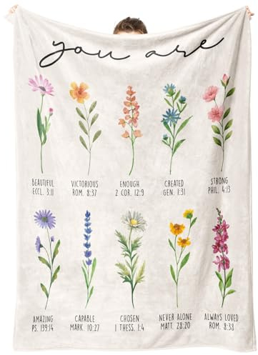 Christian Gifts for Women, Christian Blanket with Flowers & Bible Verse | Birthday, Inspirational, Religious Gifts for Sister, Friend, Daughter, Mom, Soft Throw Blankets 50'' x 60''
