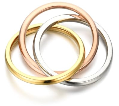 Trinity - Anillo entrelazado de acero inoxidable con símbolo de amor, amistad y familia, S, Metal