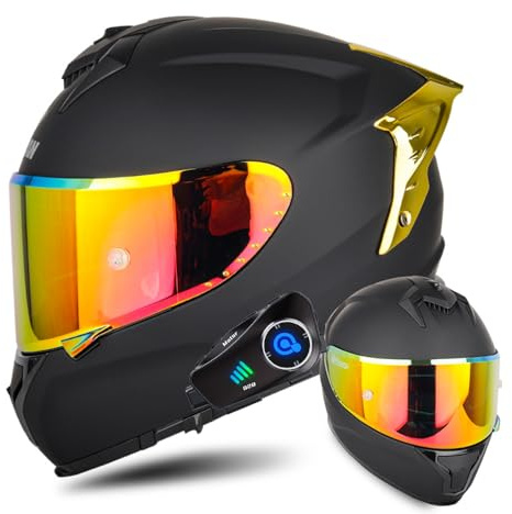 Modular Motorcycle Helmets, Flip Up Full Face Double Visor Motorbike Helmet ECE Approved, Bluetooth can be installed, for Adults Men Women City Rides Moped M~XXL