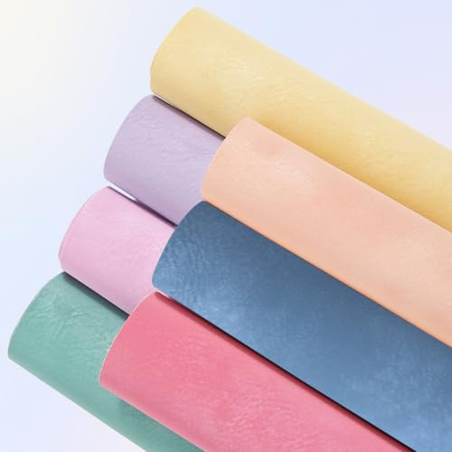 CALFOVERA 7 färger mocka fuskläderark 33 x 20 cm PU-läderrullar mjuka frostade syntetiska vattentäta färgglada mikrofibertyg för gör-det-själv-hantverksprojekt handväskor rosetter hårtillbehör