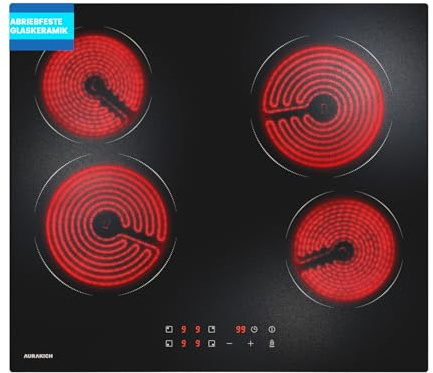 AURAKICH Ceramic Hob 59cm 4 Zone Built-in, Abrasion-Resistant Glass
