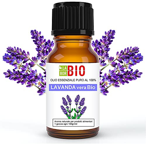 Lavanda vera Officinalis Bio Olio essenziale 100% Puro 10 ml - Uso interno Terapeutico Alimentare Diffusori Aromaterapia Cosmetica Cucina - Laborbio