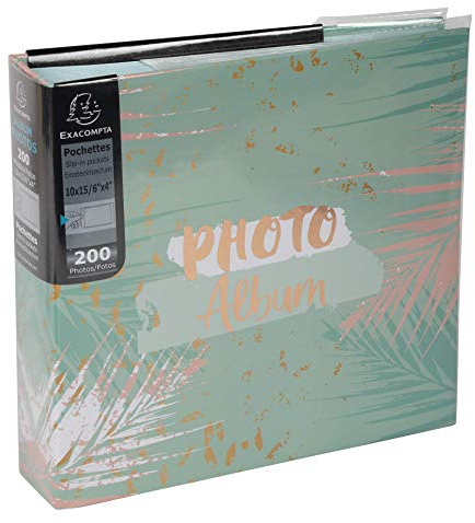 Exacompta - Ref 62222E - Casebound Floral Photo Album - 225 x 325mm in Size, 100 Pages with Plastic Pockets, Holds Up To 300 Photos - Bright Holographic Cover