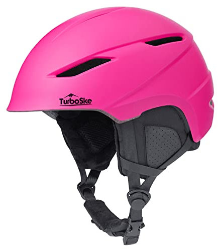 TurboSke Ski Helmet, Snowboard Helmet Snow Sports Helmet, Audio Compatible and Lightweight, ASTM Standard Helmet for Men, Women and Youth (S, Pink)