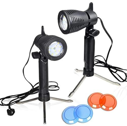 EMART Photography Lighting, 2 Packs 5500K LED Continuous Video Studio Light Kit Table Top Lamp for Photo Studio Live Streaming Recording Filming