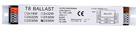 Haveratio T8 2x18/30/58W Reattore elettronico Compatto Lampada da scrivania con Tubo ad Avvio istantaneo Reattori Fluorescenti per Forniture per Ufficio a casa