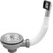 Doafoce Kitchen Sink Waste Overflow Basket Waste with Overflow Sink Waste Overflow Kit Stainless Steel Sink Strainer and Square Overflow Head with PVC Pipe for 110mm Overflow Sink, Grey