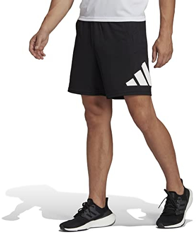 adidas Hombre Train Essentials Logo Training Shorts, Black / White, M 7 inch