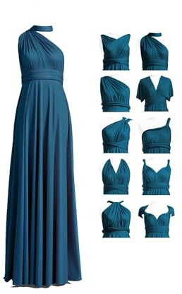 72styles Robe Infinity avec Bandeau, Robe Demoiselle d'honneur Femme Convertible, Longue, Grande Taille, Multi-Way, Soirée,Mariage Invitée, Bleu Sarcelle, Taille Unique