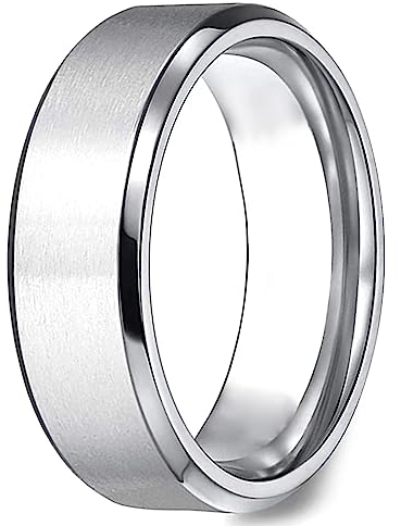 ESHIONER G23 Titan Ringe für Damen und Herren - 8MM Silber Ringe - Eheringe, Verlobungsringe, Freundschaftsring - Größe 52(16.6) - 70(22.2)