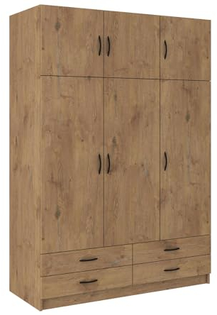 BROMARKT Estella Flurgarderobe - Garderobe - Kleiderschrank - Schrank Schlafzimmer - Garderobe mit Schuhschrank - Clothes Rack - Schränke mit Schubladen - 194x135 cm - Lefkas Eiche