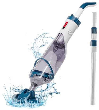 Enhulk Aspirapiscina con Batteria, Aspirapiscina con Autonomia Fino a 60min, Aspirapolvere per Piscina Include Asta Telescopica, Aspirazione 4200L/H, Ideale per Piscine Fuori Terra, SPA e Più, Blu