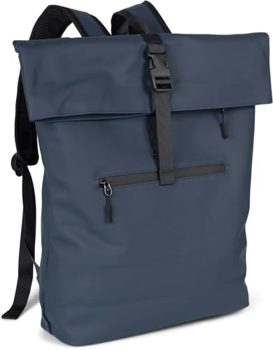 styleBREAKER Unisex Rucksack Wasserfest i Seesack Optik, ryggsäck, enfärgad dragkedja, dragkedja, dragkedja, laptop, fach, 02012408, färg: mörkblå, Mörkblå, Taglia unica
