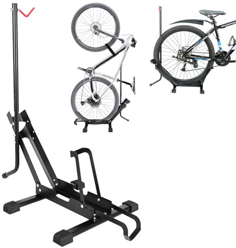 Support de Vélo D'intérieur, 2 en 1 Autonome Support de Sol pour Vélo, Râtelier à Vélo au Sol, Convient pour Toutes Les Roues Avant ou Arrière, Garage, Pour La Maison ou Votre Magasin de Vélos, Noir