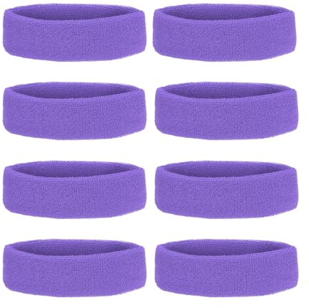 PATIKIL Fascia per Sudore, 8 Pezzi Fascia in Spugna Terry per Donna Uomo Sport Basket Tennis Atletica Palestra Lavoro, Viola Chiaro
