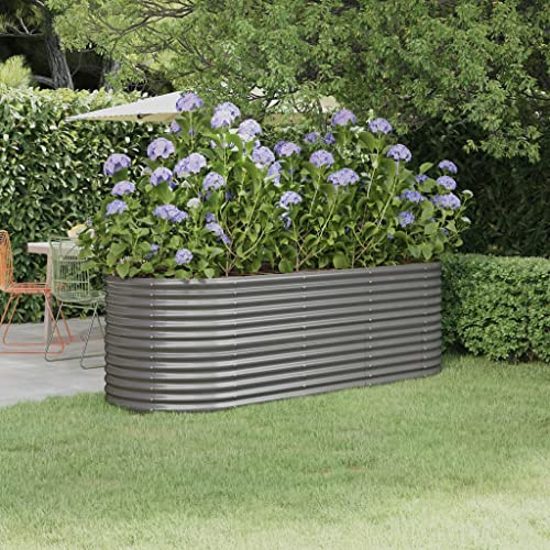 puraday Jardinière surélevée pour jardin - 224 x 80 x 68 cm - Jardinière surélevée - Pour terrasse, potager - Spirale d'herbes - XXL - En métal - Jardinière surélevée en acier - Grand parterre de