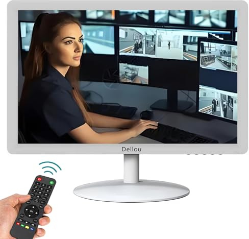 Eoulyee 24 Pulgadas Pantalla de monitoreo CCTV Blanca Monitor de cámara de Seguridad Interfaz multifunción HDMI, AV, BNC, VGA, USB, Entrada de PC Monitores LCD de computadora 1920x1080 Full HD