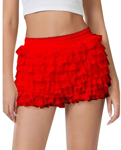 MEIbax Jupe en Tulle pour Femme Classique Jupe Ballet Taille Haute Courte en Tulle Jupon Vintage Moelleux Petticoat Jupe de Tutu Adolescent Parti Ballet Danse Fancy Dress Costume (RD2, S)