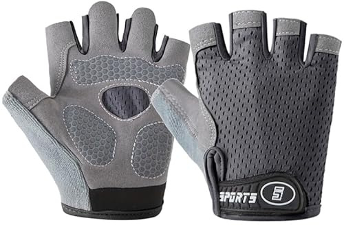 KorhLeoh Kids Half-Finge Bike Gloves - Non-Slip UV-Protection Breathable Fingerless Cycling Gloves for Climbing Riding