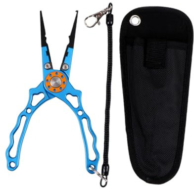Hemobllo Alicates De Pesca De Aleación De con Cortador De Líneas y para Cebos Herramienta Multifuncional con Lanyard para Pescadores Azul