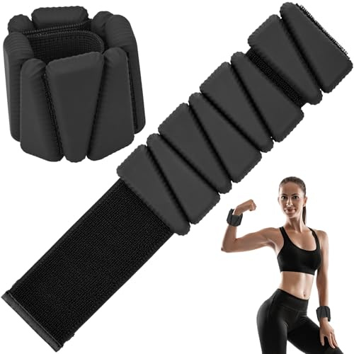 KOOOGEAR 2 poids de poignet, poids de cheville, poids réglables en silicone, pour fitness, mouvement, course, jogging, gymnastique (2 pièces, noir)