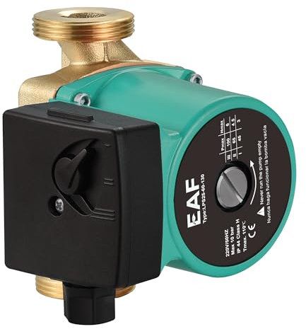 Bomba Circuladora Compacta EAF25-60 130 mm – 3 Velocidades para ACS y Calefacción – Bomba de Recirculación de Agua Caliente – Cuerpo en Hierro Fundido y Latón – Conexión G1½″ – 230V Silenciosa