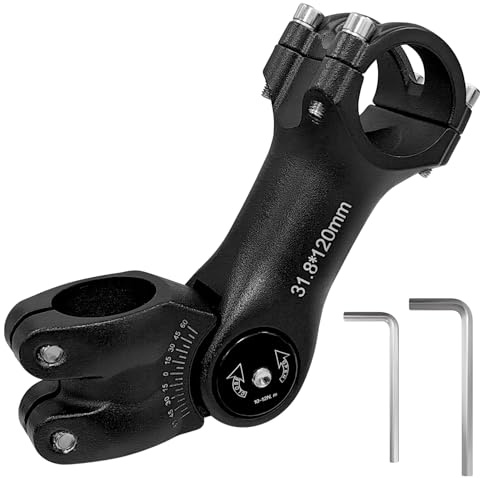 YATOSEEN Potence de Vélo Réglable 31,8 mm x 120 mm, Rehausseur de Guidon ± 60° en Alliage D'aluminium pour Vélo de Route, VTT, BMX, Cyclisme, avec clé Allen