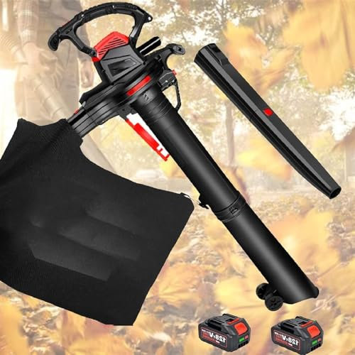 ERSINIAN Soplador y Aspirador de Hojas portátil, 40 V, eléctrico, de Litio, soplador y Aspirador, 2 en 1, para jardín, Patio, habitación, Exterior, césped, soplador de Hojas.