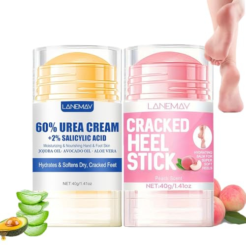 Sitovely 2 st Urea krämpenna, mycket effektiva fotvårdskrämer för grov, tjock, torr och sprucken hud, fotkräm för fötter, knän, armbågar och händer för kvinnor och män (B, M)
