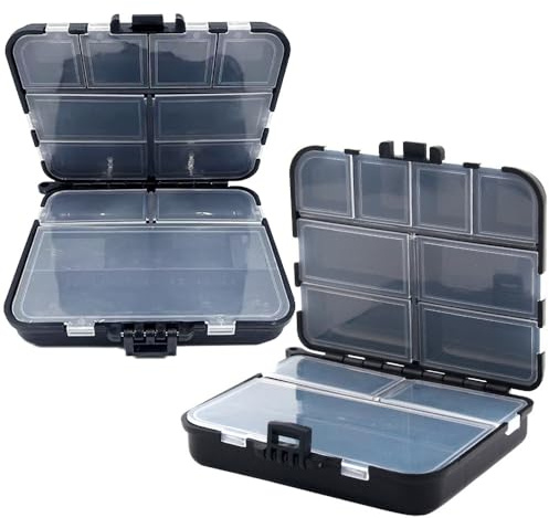 Angelköderbox, Doppelschichtig Tackle Box Angeln, Fallschutz aus Kunststoffmaterial Anti-Verlust-Doppelseitige Köderbox Verschleißfest Schnelle Aufbewahrung zum Angeln (Schwarz 2 Stücke)