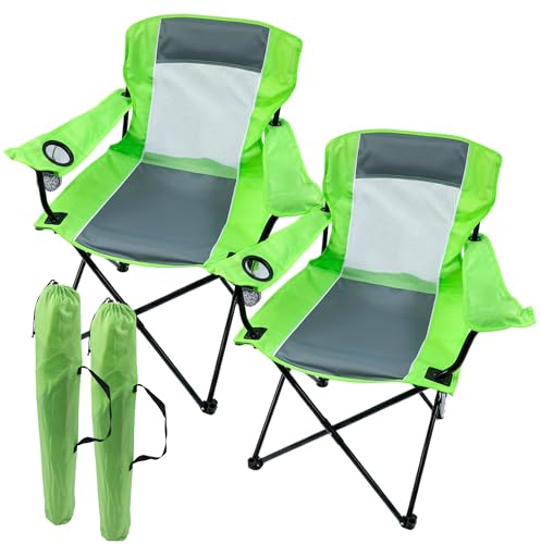 NORDIQ Pack de 2 Silla Camping Plegable con Respaldo y Portavasos