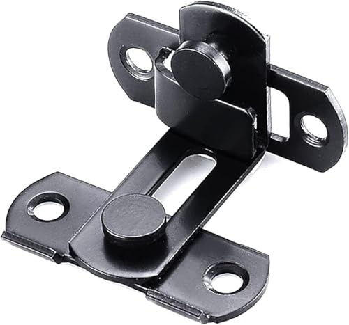 Heavy Du - Cerradura de cadena de puerta deslizante de 90° para puertas de gabinete, herrajes negros seguros (tamaño mejorado)