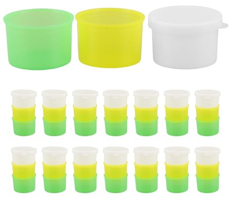 SOLUSTRE 15 Uppsättningar Stackbara Medicinkoppar med Läckbestärande Lås Tredelad Dosering för Middag och Natt Återanvändbara Plastbevare för Flytande och Torra Mediciner Klarplastiga