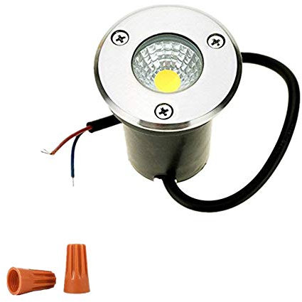 Onerbuy 12V LED COB Underground Path Light Low Voltage Paesaggio Faretti a incasso Faretto decorativo da esterno per giardino, giardino, vialetto, coperta, patio, IP67 Impermeabile (Bianco caldo, 3W)