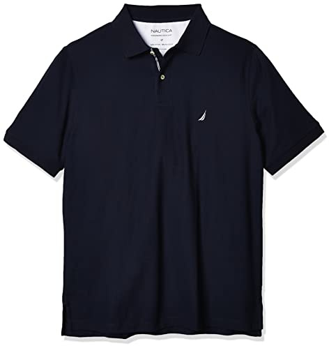 Nautica Men's Big-Tall Classic Fit Short Sleeve Solid Performance Deck Polo Shirt Shirt, -Navy, 3X Big