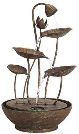 Rustic metal lotus leaf fountain 19.5h