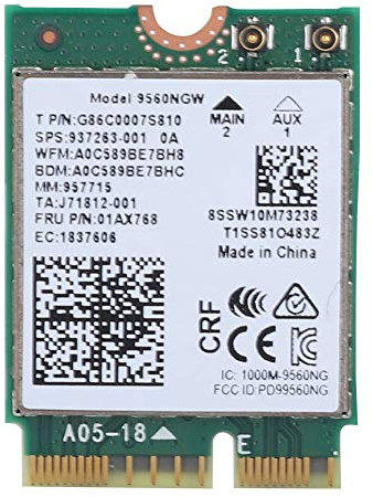 ASHATA Tarjeta de Red Bluetooth 5.0 Inalámbrica Banda Dual para 9560NGW,Compatible con Samsung/DELL/Sony/Acer/ISUS/MSI/Clevo/Terransforce/Hasee, etc.