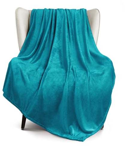 Exclusivo Mezcla Soft Large Fleece Throw Blanket for Sofa, Teal | 127x178 CM, Double-Sided Brushed Flannel Blanket, Lightweight Plush Cozy Sofa Throw for Living Room, Machine Washable