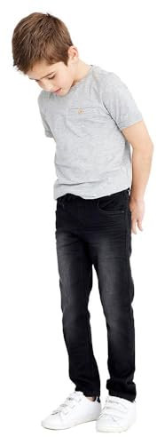 NAME IT Jungen Nkmrobin Dnmthayers 7452 Swe Pant Noos Trainingshose, Black Denim, 128 EU