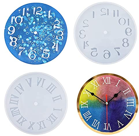 Istloho 2 Pezzi Stampi in Silicone in Resina Orologio Stampi Numeri Romani Arabo Fai-da-Te Artigianali Strumento Creazione Gioielli Epossidica Mold